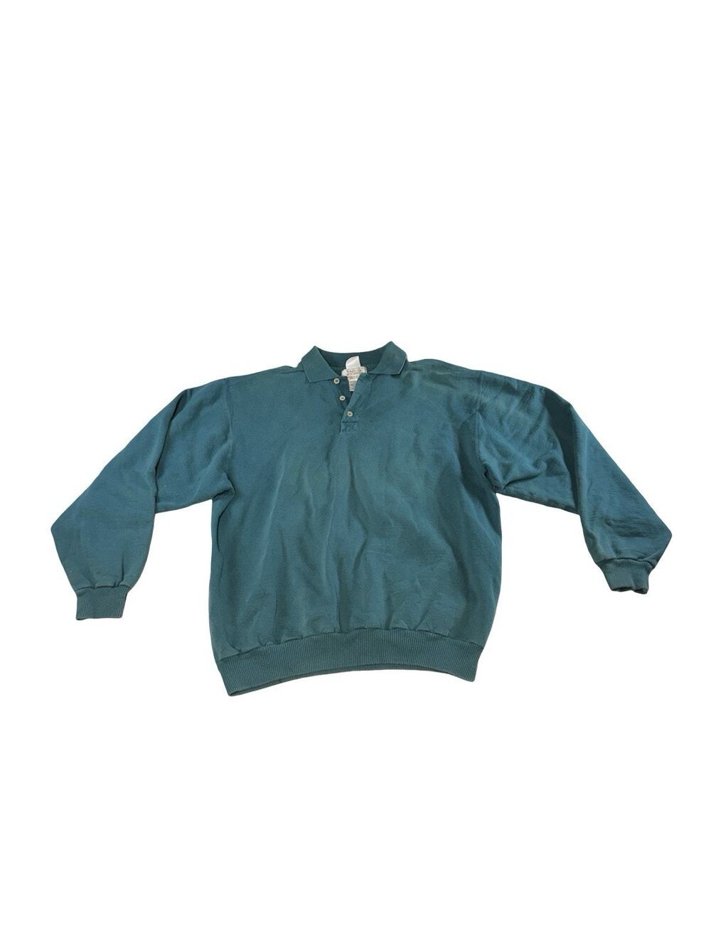 Vintage Non-Fiction Men’s Medium Teal Polo Collar Sweatshirt Made in Canada
